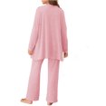 thumbnail image 3 of Women 3 Piece Lounge Sets Long Sleeve Cardigan and Crop Top and Wide Leg Pants Loungewear Set, 3 of 4