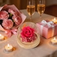 thumbnail image 6 of Preserved Real Flower Glass Dome Eternal Carnation Rose Display For Home Tabletop Decor Gift, 6 of 7