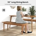thumbnail image 2 of Spaco Solid Wood Dining Bench Entryway Bench with Rubber Wood Legs, Multifunctional Wood Dining Bench, Brown, 2 of 9