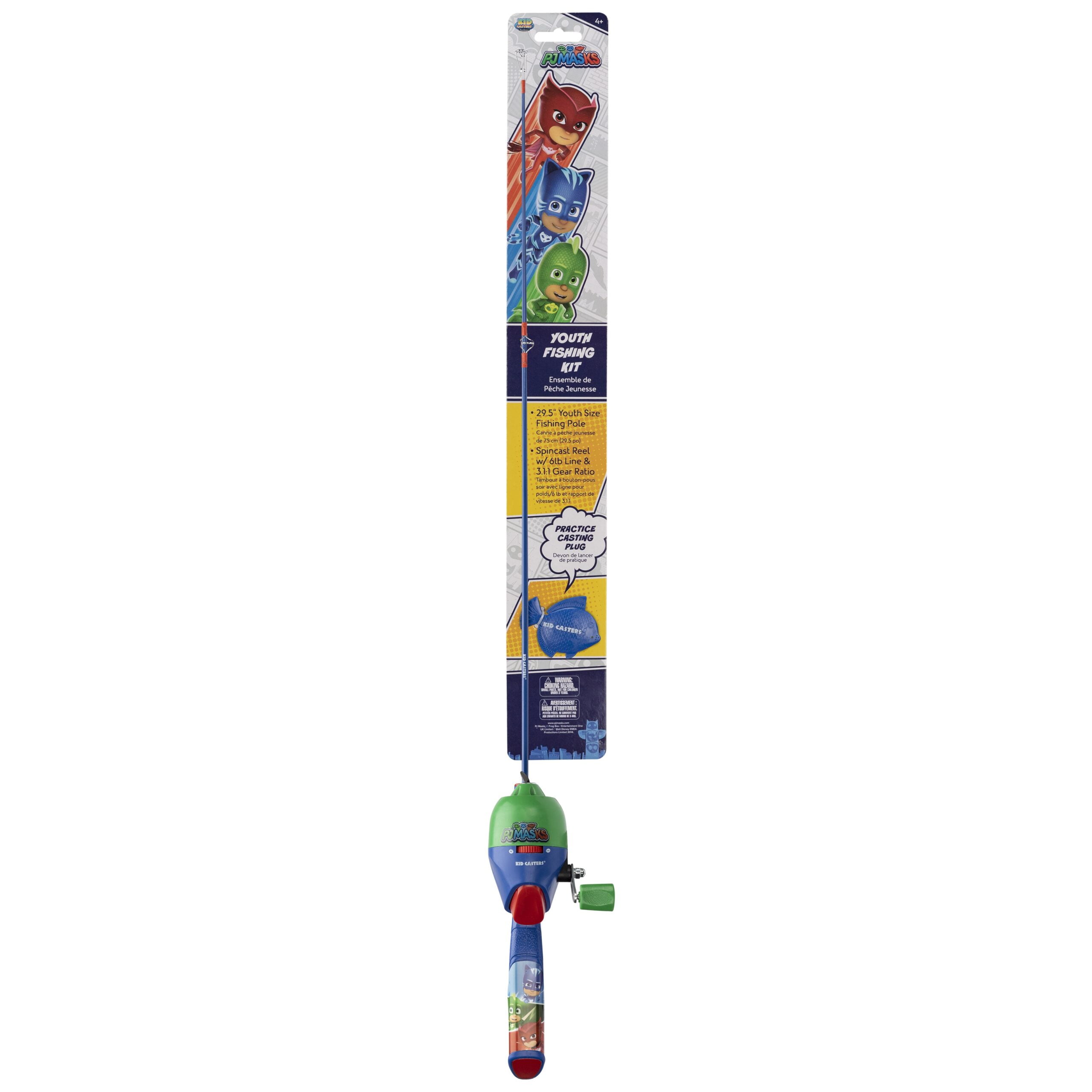 Kid Casters PJ Masks Fiberglass Spincast Combo Fishing Pole and Reel