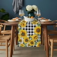thumbnail image 2 of Sunflower Table Runner - 36 Inch Long, Kitchen Dining Table Runner Dresser Scarves, Black White Check Country Yellow Floral Farmhouse Decor for Coffee Tables Wedding Party Banquet, 2 of 8