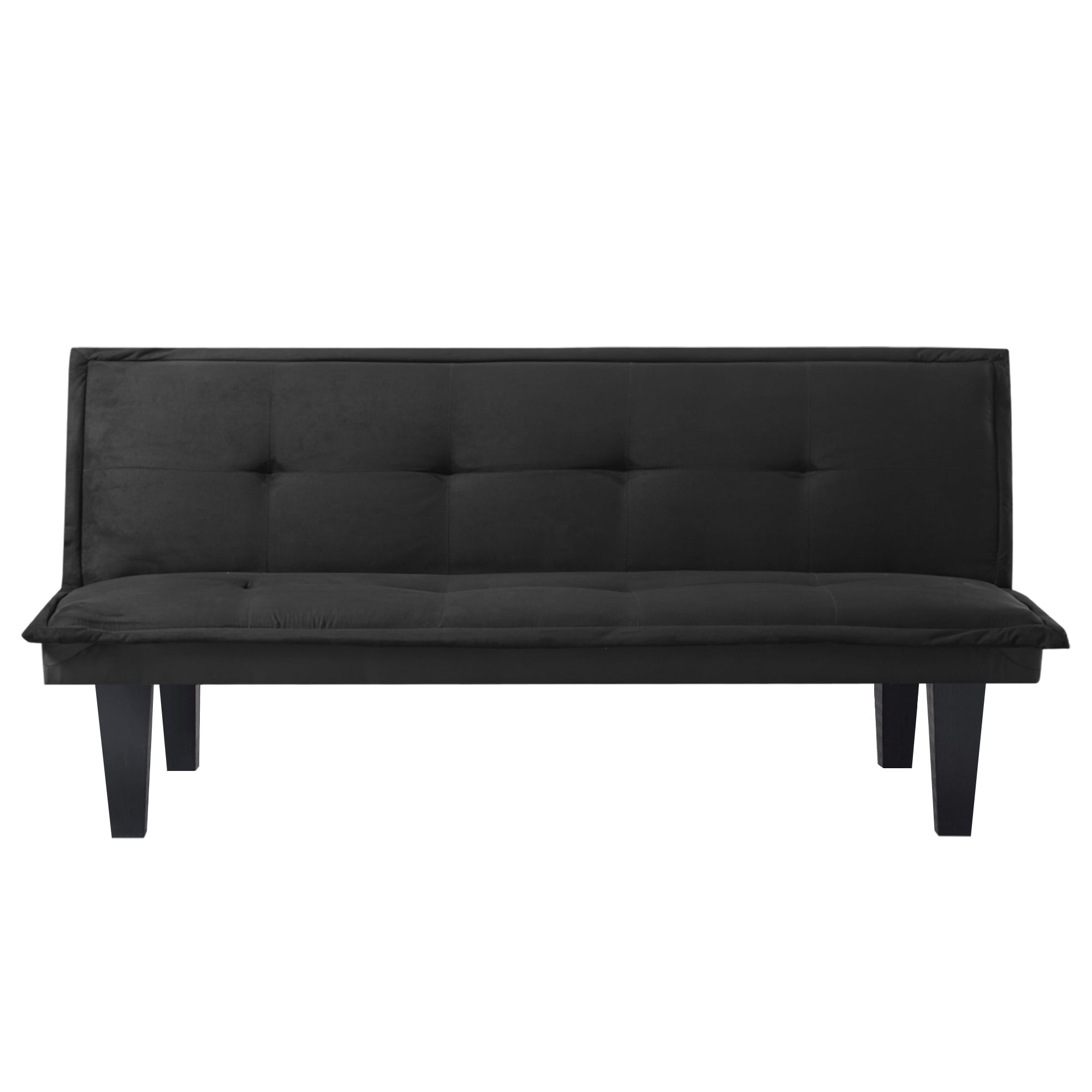 Leumius Black Futon Sofa Bed,Modern Faux Suede Convertible Sofa Bed with 3 Adjustable Backrest Angles,Loveseat Sleeper Couch for Living Room Apartment Furniture