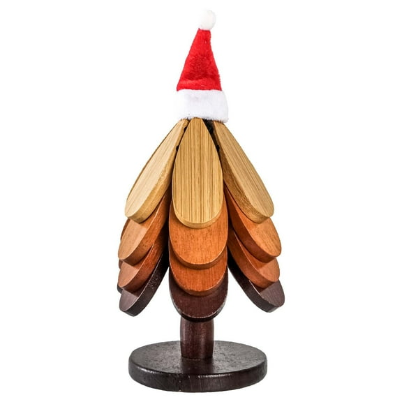 DAMAI Natural Wooden Tree Trivets for Hot Dishes, Wood Christmas Tree Coaster Set of 3, Heat Resistant Hot Pads for Kitchen and Dining Table, Holiday Tabletop Decor for Home