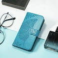 thumbnail image 6 of Feishell Wallet Case for Samsung Galaxy A13 5G 6.5 inch,Butterfly & Flower Embossed PU Leather TPU Inner Shell Magnetic Flip Stand Card Slots Shockproof Protective Phone Cover ,Blue, 6 of 7