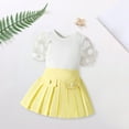 thumbnail image 2 of Coerni Toddler Baby Girl Skirts Outfit Spring Summer Kids Clothes Sleeveless Knit Vest Top + Pleated A Line Skirt Set, 2 of 4