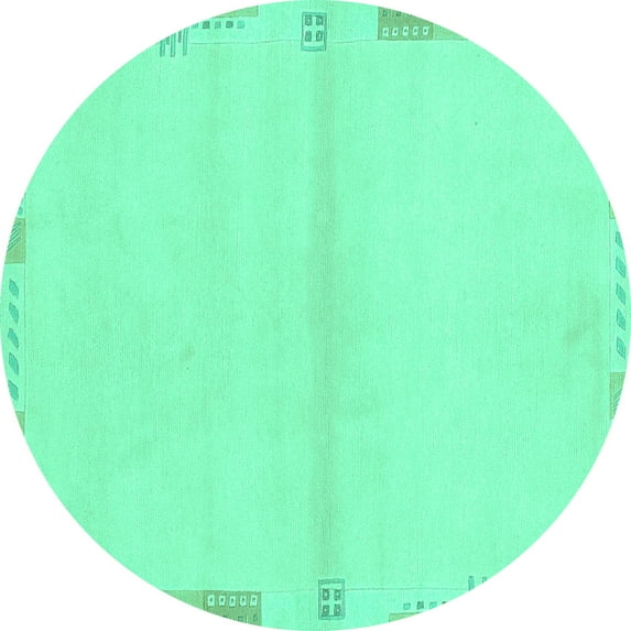 Ahgly Company Machine Washable Indoor Round Solid Turquoise Blue Modern Area Rugs, 3' Round