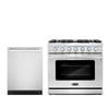 Cosmo 2 Piece Kitchen Appliance Package with 36" Freestanding Gas Range Kitchen Stove & 24" Built-in Fully Integrated Dishwasher Kitchen Appliance Bundles