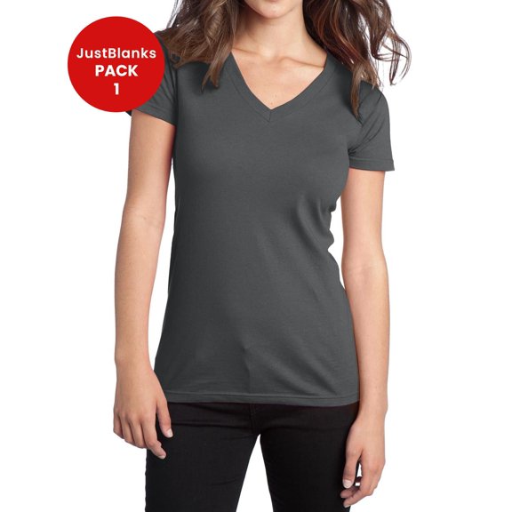 JustBlanks Juniors The Concert 30 singles 100 soft spun Cotton 4.5 ounce. Weight T SHIRT V Neck