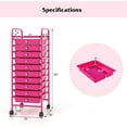 thumbnail image 3 of YYEAN 10 Drawer Rolling Storage Cart Scrapbook Paper Office School 15"D x 13"W x 34"H-Hot Pink, 3 of 11