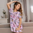 thumbnail image 3 of Fotbe Christmas Unicorns Bata de Dormir para Mujer con Estampado, Camisón de Algodón de Manga Corta, Ropa de Dormir Casual, 3 of 6