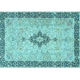 thumbnail image 1 of Ahgly Company Indoor Rectangle Medallion Light Blue Traditional Area Rugs, 2' x 5', 1 of 4