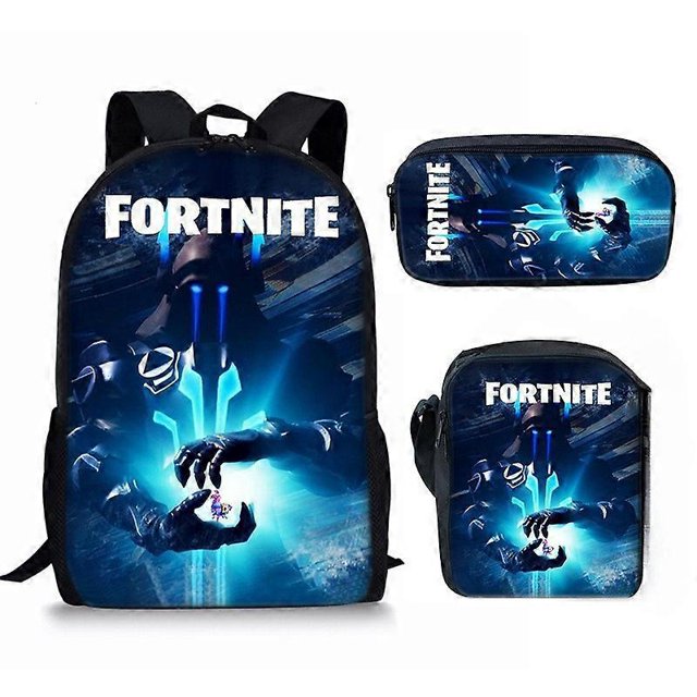 Mochila Fortnite de 3 piezas con diseño de anime para videojuegos, incluye bolsa para portátil de 17 pulgadas, bandolera y estuche para lápices.