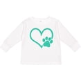 thumbnail image 3 of Inktastic Teal Heart with Paw Print Boys or Girls Long Sleeve Toddler T-Shirt, 3 of 5