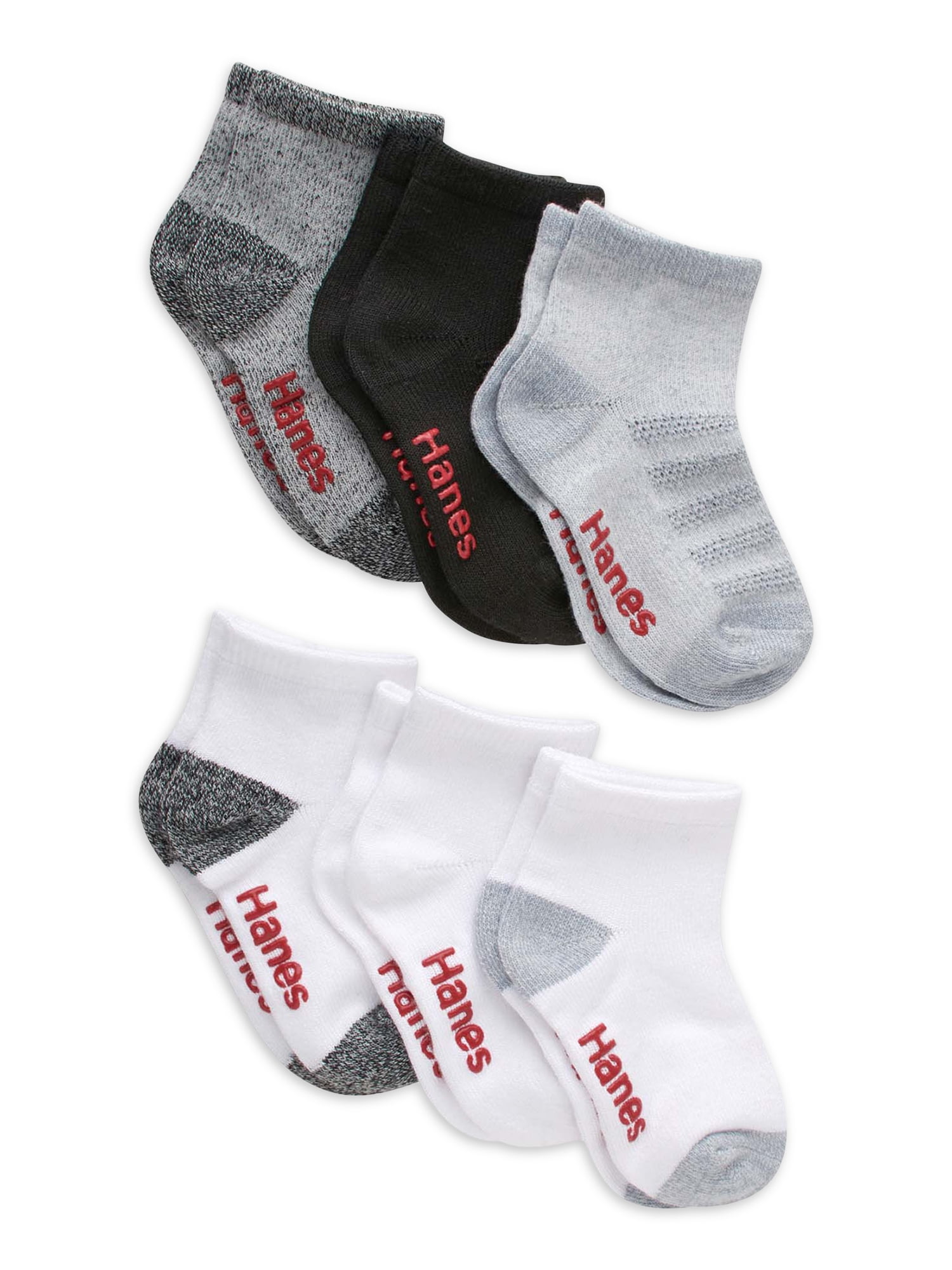 Hanes Toddler Boys Ankle Socks, 6 Pack, Sizes 12M-5T