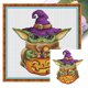 thumbnail image 1 of Hilo Algodón Ecológico Bordado Punto Cruz Yoda Calabaza 18CT 25x25cm, 1 of 9