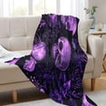 thumbnail image 6 of WOBOGO Skulls Jellyfish Purple Pattern Facecloth Blanket Fluorescent Effect in The Dark Four Seasons of Comfortable and Soft Skin Friendly Sheet 70×55in, 6 of 8