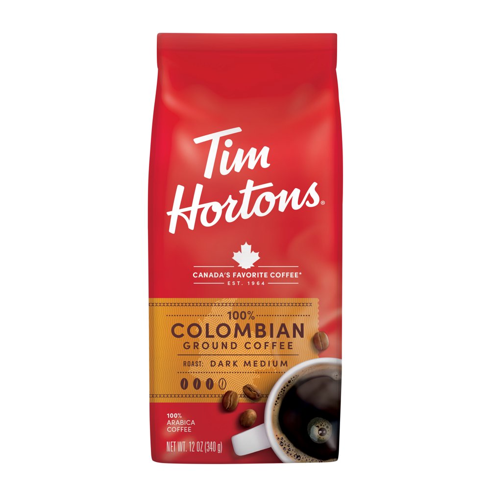 Tim Hortons Ground Colombian Roast Coffee 12 Oz Bag