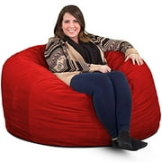 Ultimate Sack 4000 (4 ft.) Bean Bag Chair in multiple colors: Giant Foam-Filled Furniture - Machine Washable Covers, Double Stitched Seams, Durable Inner Liner. (4000, Red Suede)