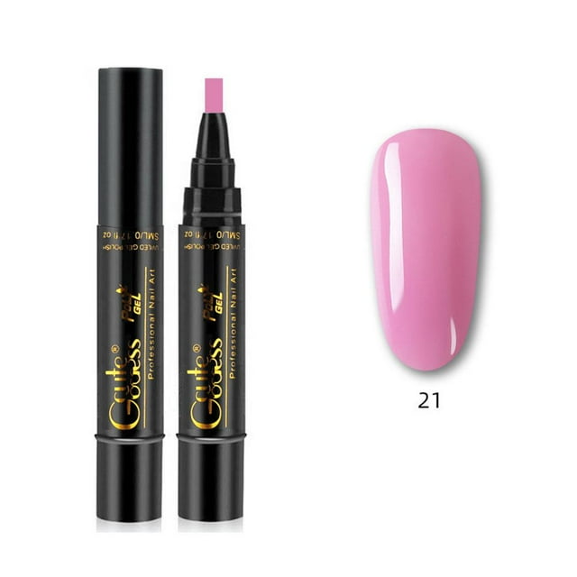 3 In 1 Professional One Step Lasting Nail Art GlitterNail Polish Pen UKHJ2S