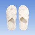 thumbnail image 4 of Iyufng Women's Crisscross Strap Fluffy Slide Slippers Scalloped Edge Open Toe Cozy Indoor House Shoes, 4 of 5