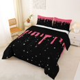 thumbnail image 2 of Castle Fairy Ice Cream Drip King Size Comforter Sets 3pcs, Stars Print Comforters King Size,Black Pink,Black Reversible,1 Comforter and 2 Pillowcases, 2 of 6