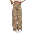 thumbnail image 2 of xiaxaixu Pantalon Droit pour Femmes avec Version Taille Haute, Style de Rue, 2 of 7