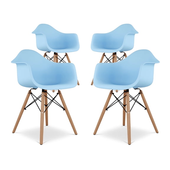 Modholic Eiffel Armchair With Wood Legs, Blue (Set Of 4)