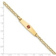 thumbnail image 3 of Real 14kt Yellow Gold Semi-solid Medical Soft Diamond Shape Red Enamel Curb Link ID Chain Bracelet; for Adults and Teens; for Women and Men, 3 of 3