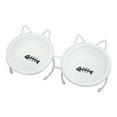thumbnail image 4 of Cuenco doble de cerámica para mascotas Cuencos elevados de cerámica doble para gatos con soporte de metal y tapa para comida y agua, 4 of 14