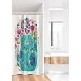 thumbnail image 2 of Cat Stall Shower Curtain, Cute Kitty Surrounded by Birds Flowers Ladybugs Inspirational Folk Baby Theme, Fabric Bathroom Set with Hooks, 36W X 72L Inches Long, Seafoam Multicolor, by Ambesonne, 2 of 3