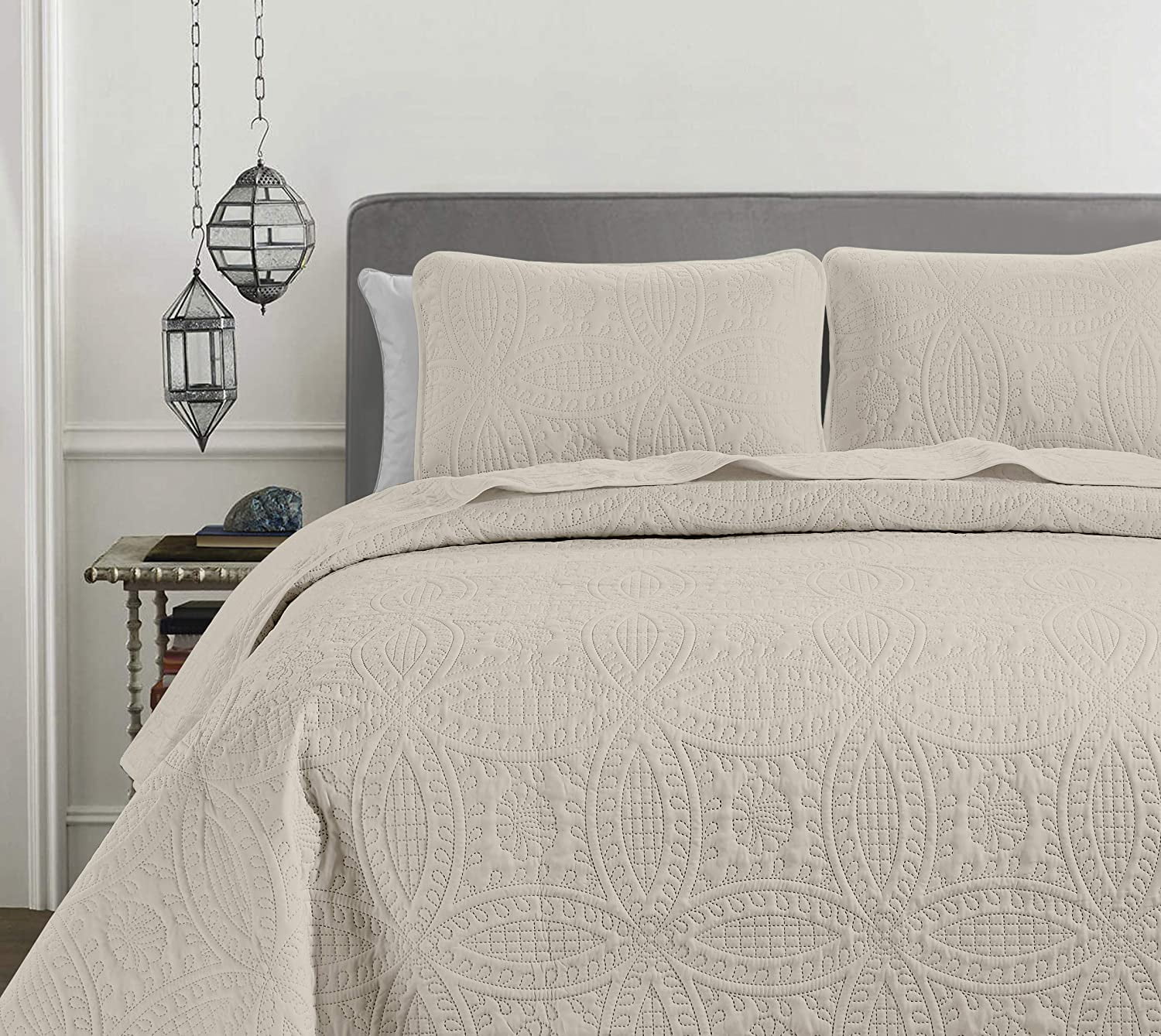 Chezmoi Collection Austin 3-Piece Oversized Bedspread Coverlet Set ...