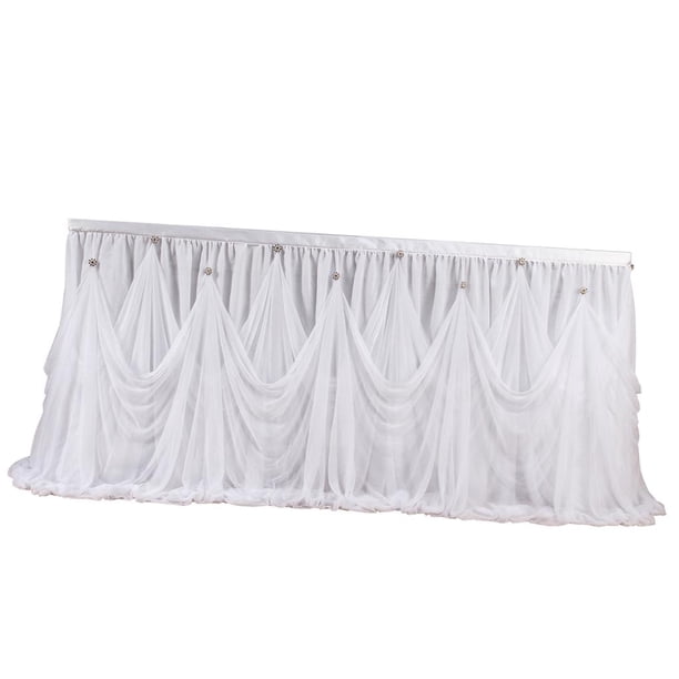 Falda de mesa de gasa de tul para banquete de boda, decoración de fiesta 275x75cm