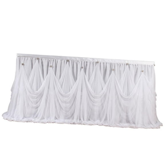 de de tul blanca para mesas de para fiestas, bodas, fiestas de cumpleaños y decoración para hogar 275x75cm Yotijar Falda de mesa de manteles de tul