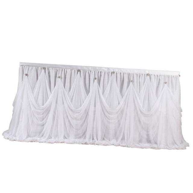 Crystal Tulle Table Skirt Tableware Cover Baby Shower 275x75cm
