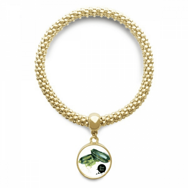 Calabacin vegetal sabroso saludable acuarela Pulsera de cadena de Joyas oro colgante redondo Unbranded M