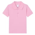 thumbnail image 3 of Domuza Kids Girls Polo Shirt Lapel Short Sleeve Casual Button Pullover Comfy Soft Quick Dry Athletic Golf Class Uniform-Light pink 7-8 Years, 3 of 3