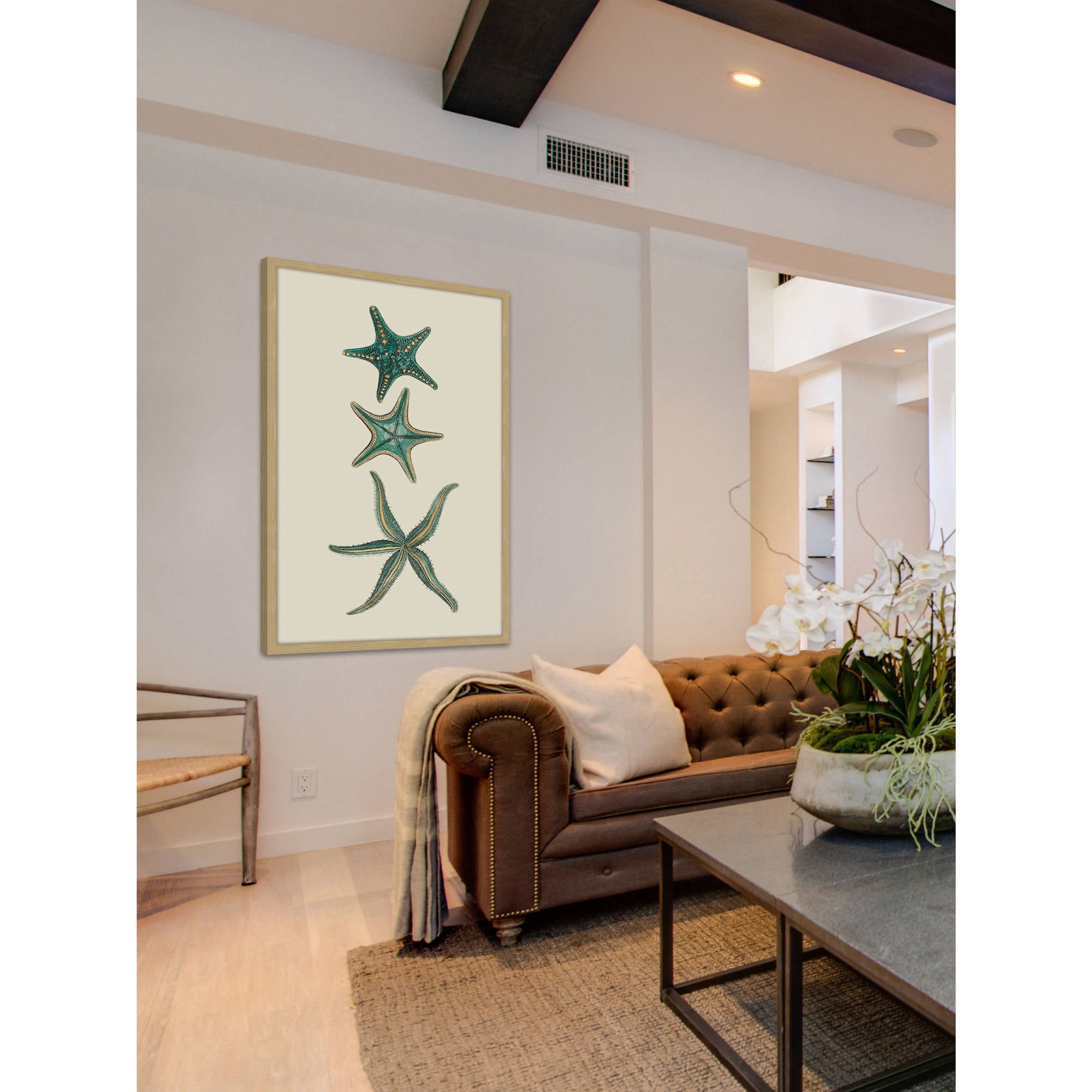 Marmont Hill "Aqua Starfish" Framed Painting Print