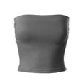 thumbnail image 1 of MixMatchy Women's Solid Casual Summer Side Shirring Scrunched Double Layered Tube Top, 1 of 6