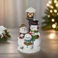 thumbnail image 2 of The Bridge Collection 10" Light-Up Snowman Family with Festive Lamp Post Figurine - Glowing Christmas Caroling Snowmen Figurine - Novel, 2 of 4