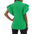 thumbnail image 5 of Women Ruffle Button Down Shirts Short Sleeve Lapel Tops Blouse, 5 of 6