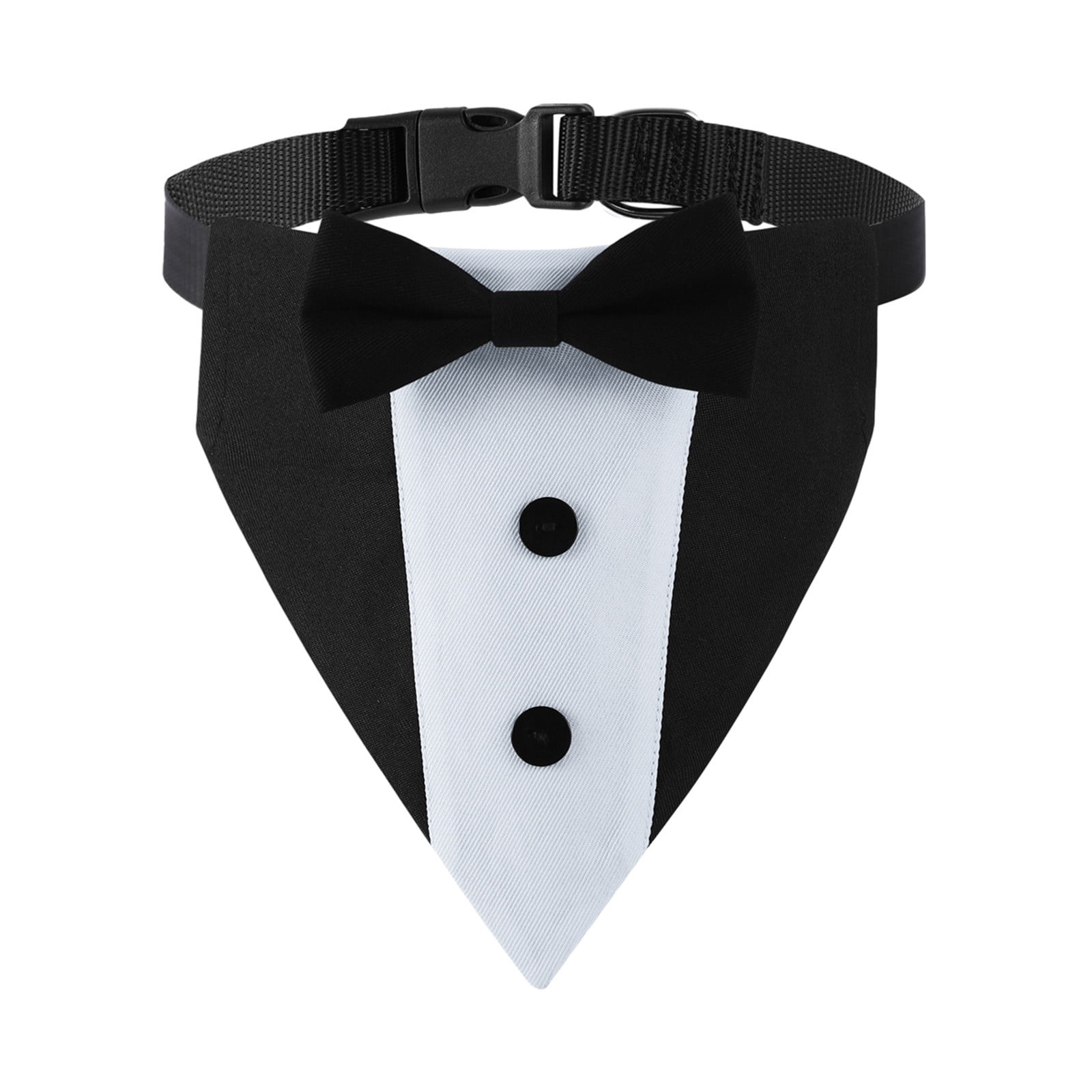 Dog Tuxedo Bandana Dog Wedding Bandana Dog Collar with Bow Tie and Neck Tie Designs Adjustable Black Collar Formal Tux Dog Bowtie Adjustable