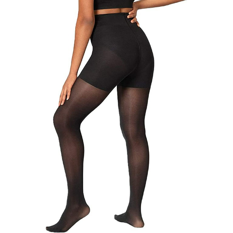Shapermint Solid Black Opaque Tights with Nylon Control Top