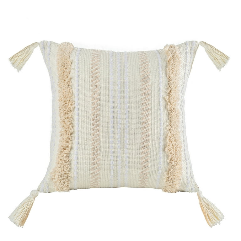 Boho Striped Throw Pillow Covers Neutral Tufted Decorative - Temu