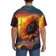 thumbnail image 7 of Goofa Sunset Coast Sunflower Printed Men's Casual Short-sleeved Shirt,Lightweight Breathable Button-down,Summer Casual men's top,Versatile Fashion shirt-Medium, 7 of 7