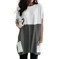 thumbnail image 2 of Ketyyh-chn99 Hauts d'Été pour Femmes Mode Grande Taille Tendance Ample Mignon Été Manches Courtes Tunique Décontractée Hauts Confortables Amples Col Rond Hauts C,S, 2 of 5