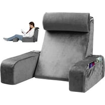 Reading Pillow for Sitting in Bed Adult - Back Pillow for Bed Sitting Up - Back Support Pillow with Detachable Neck Roll & Arms - Reading & Bed Rest Pillows for Watching TV/Reading/Gaming