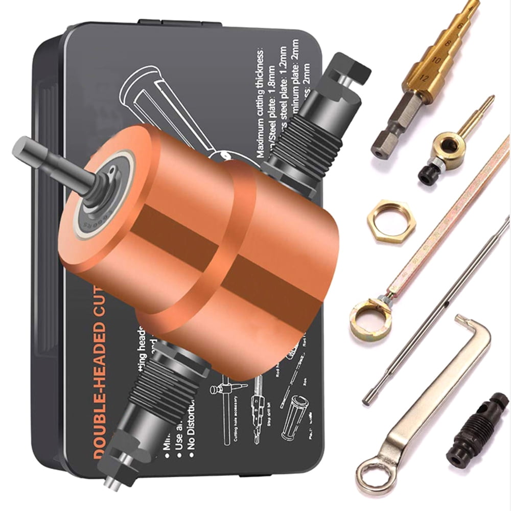 Double Sheet Metal Cutting Nibbler Metal Saw Cutter 360 Degree Adjustable Drill Attachment with