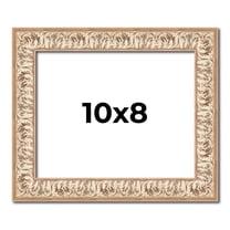 10x8 Frame White Ornate Picture Frame Complete Wood Picture Frame with UV Acrylic, Foam Board