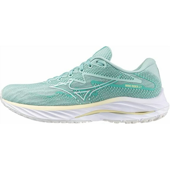 Mizuno Women's Wave Rider 27 Running Shoe, Eggshell Blue/White, 7.5 Medium