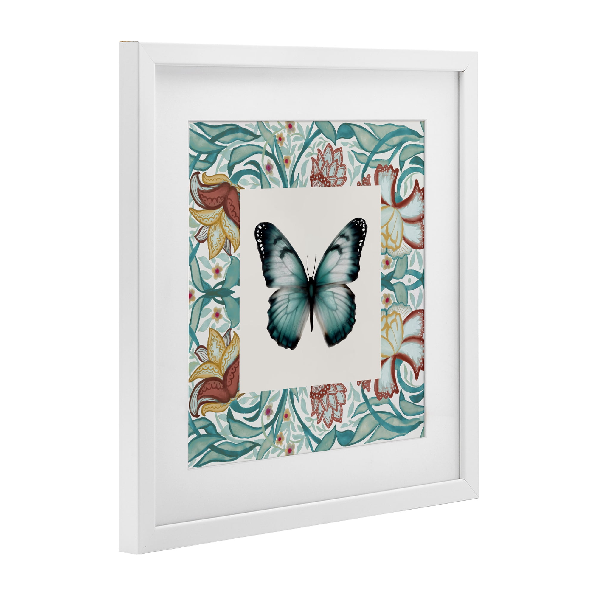 Stupell Industries Blue Toned Baroque Butterfly White Framed Print Under Glass, design by Elizabeth Medley
